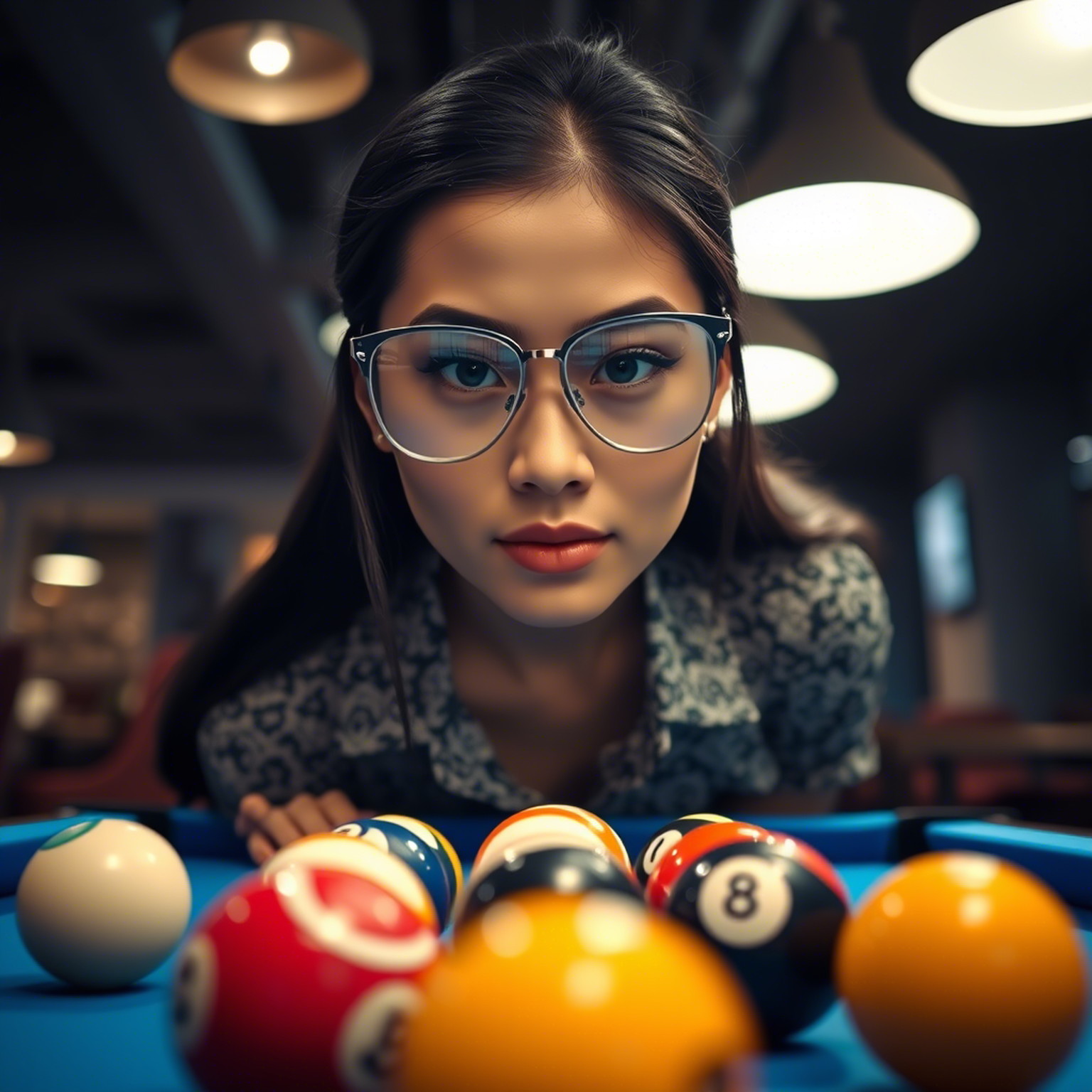 Portrait of a beautiful and graceful young Asian woman with long black hair