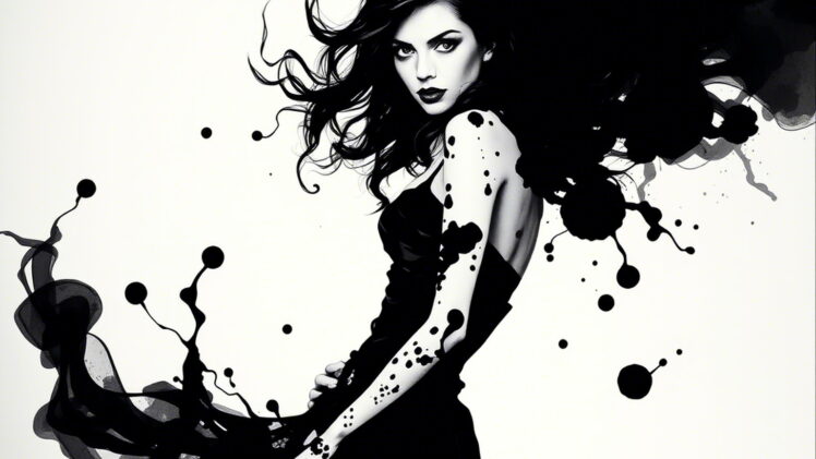 A hyper-realistic 8K photograph of an astonishingly beautiful, toned woman standing waist-deep in a calm river pool behind a small…