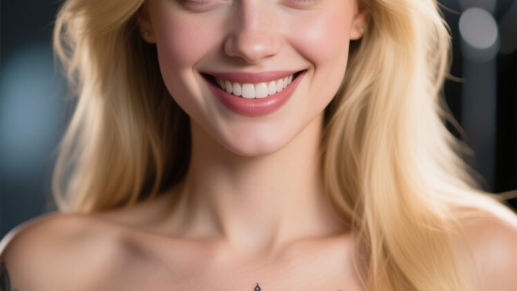 A cute girl Samantha Fox with womb tattoo