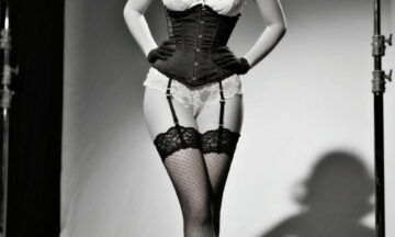 Vintage Retro Pin-up girl black and white photograph of beaty young 23 years old woman who performed burlesque in the