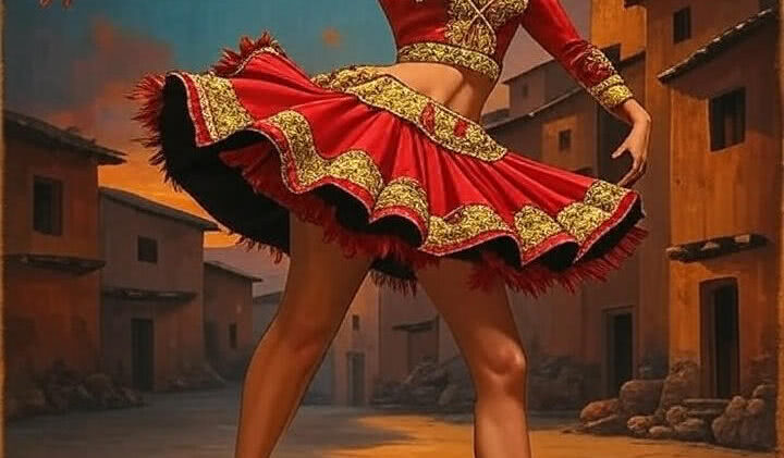 Żywiołowa tancerka ubrana w kostium peruwiański