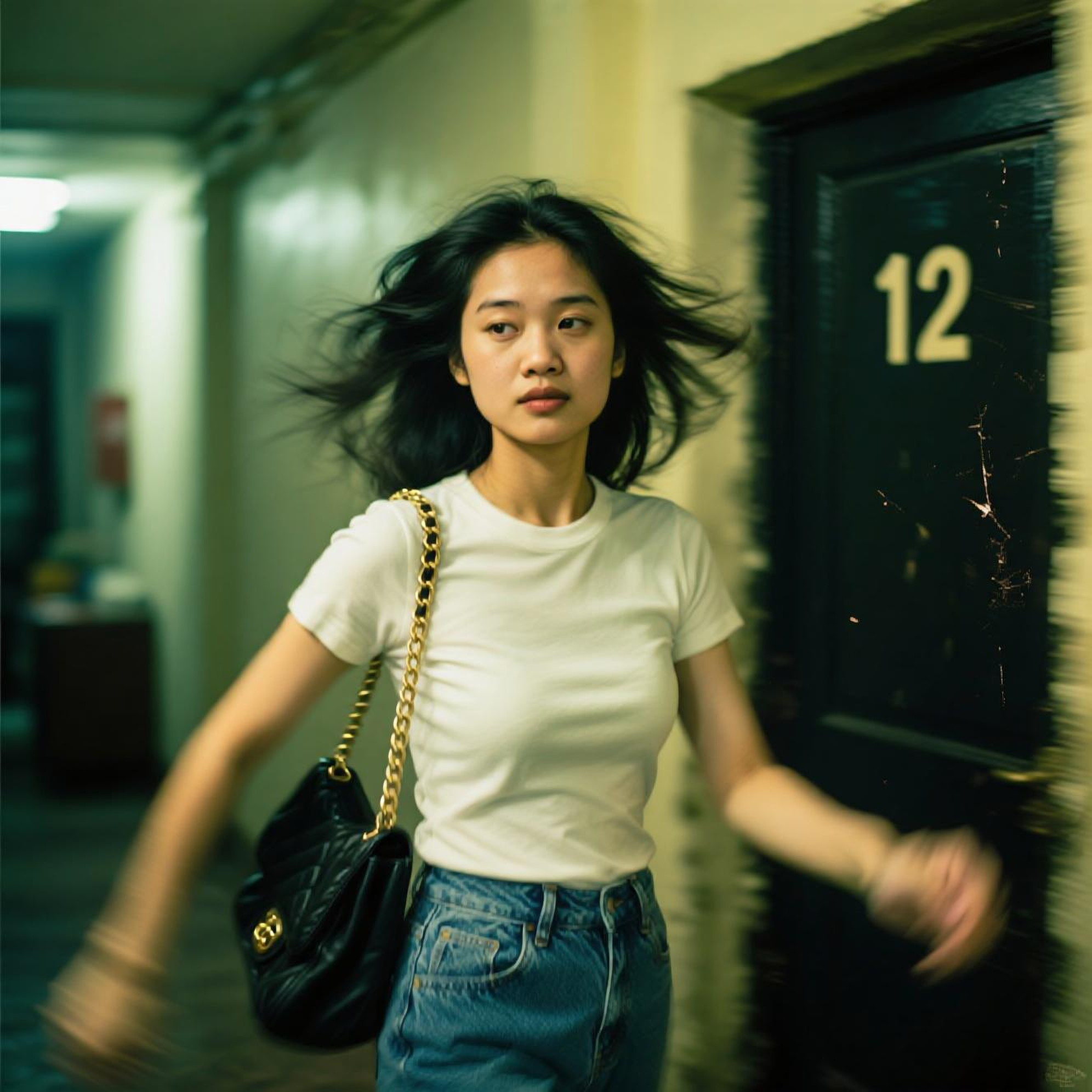 ,br /"expression": "glancing towards the viewer",br /"face": ,br /"clothing": ,br /"accessories": br /},br /"visual_effects": ,br /"bokeh": ,br /"film_grain": ,br /"digital_noise"