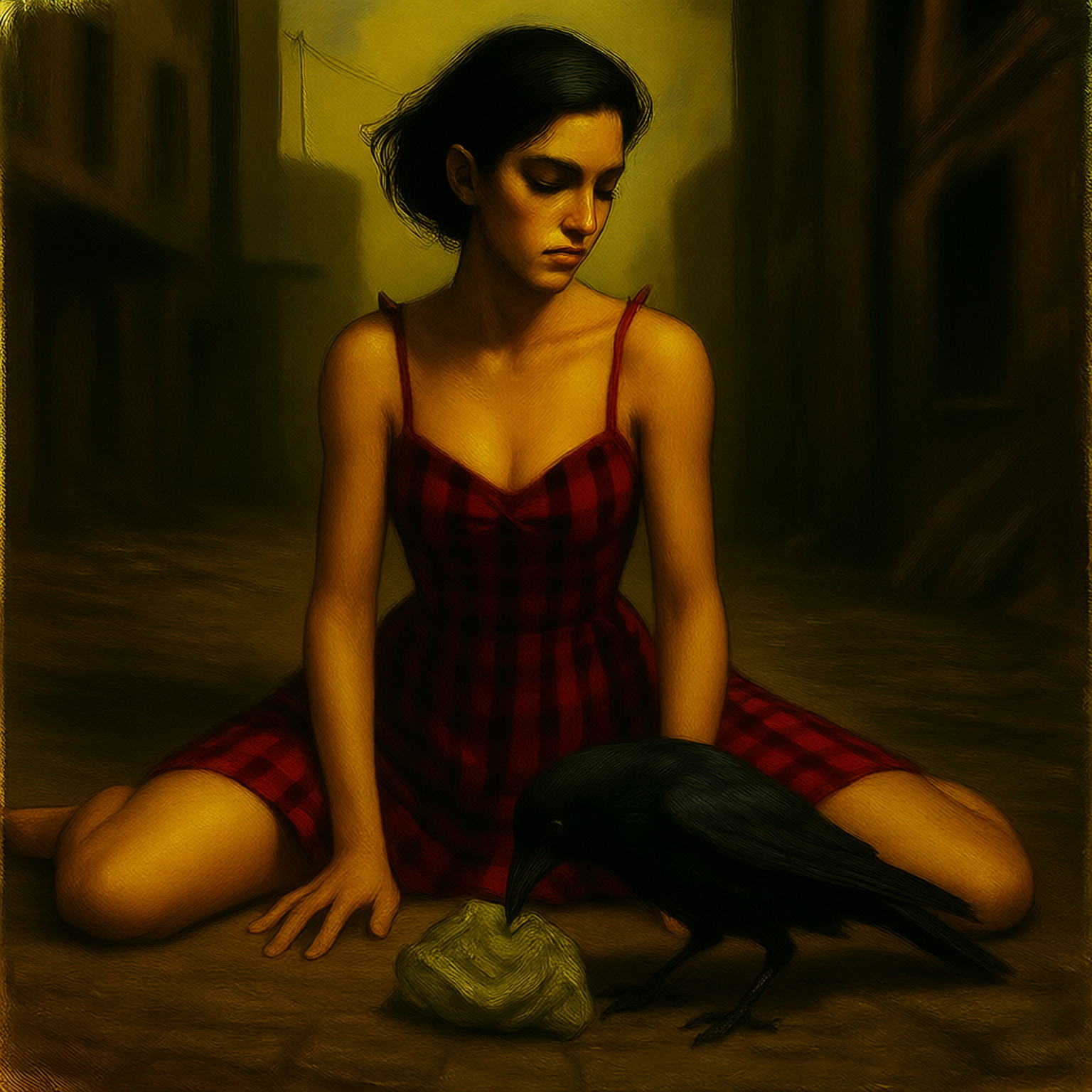 Woman lying on a bed, black lace lingerie, skimpy thongs, legs spread wide apart, woman lying on her stomach