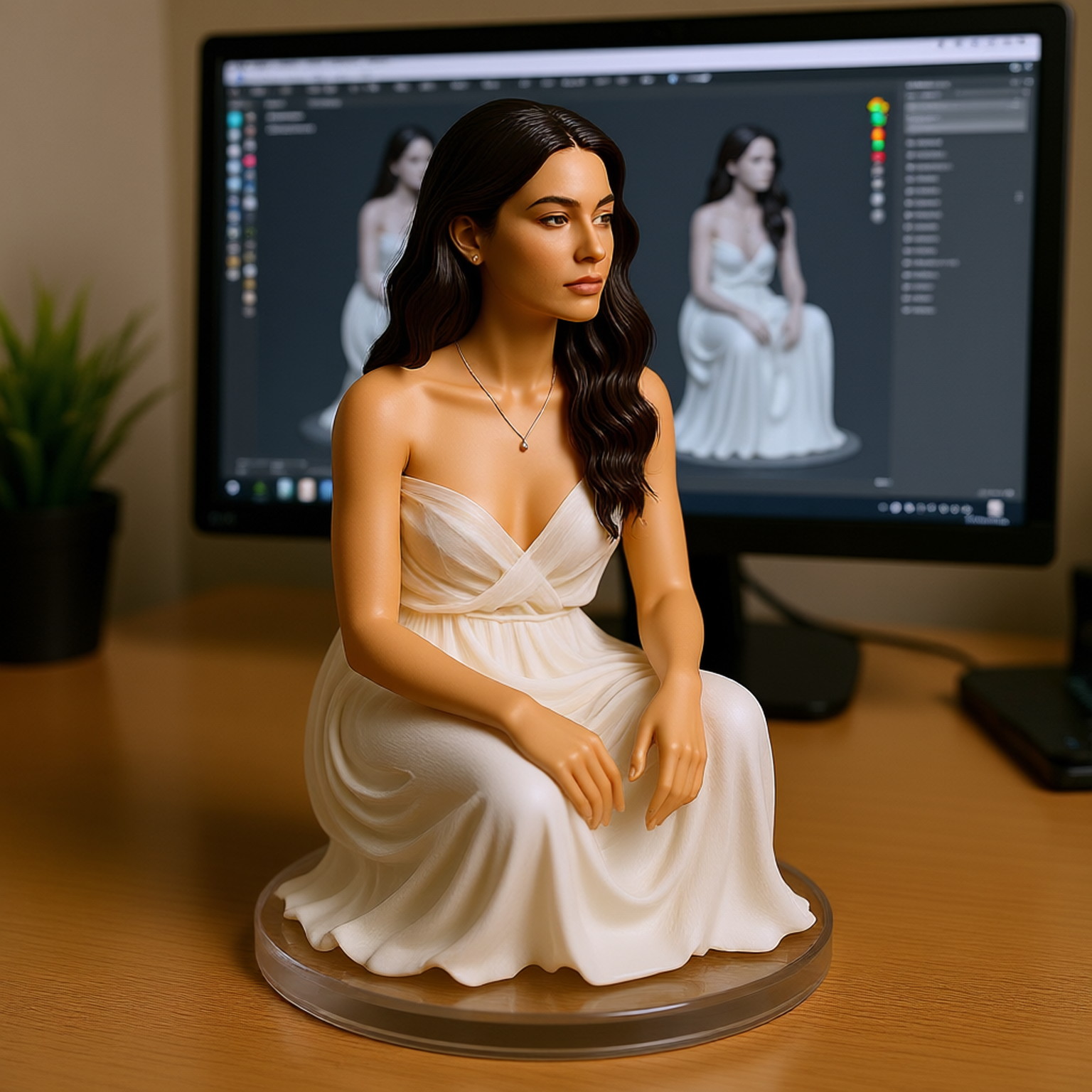 Create a 1/7 scale commercialized figurine of the characters in the picture