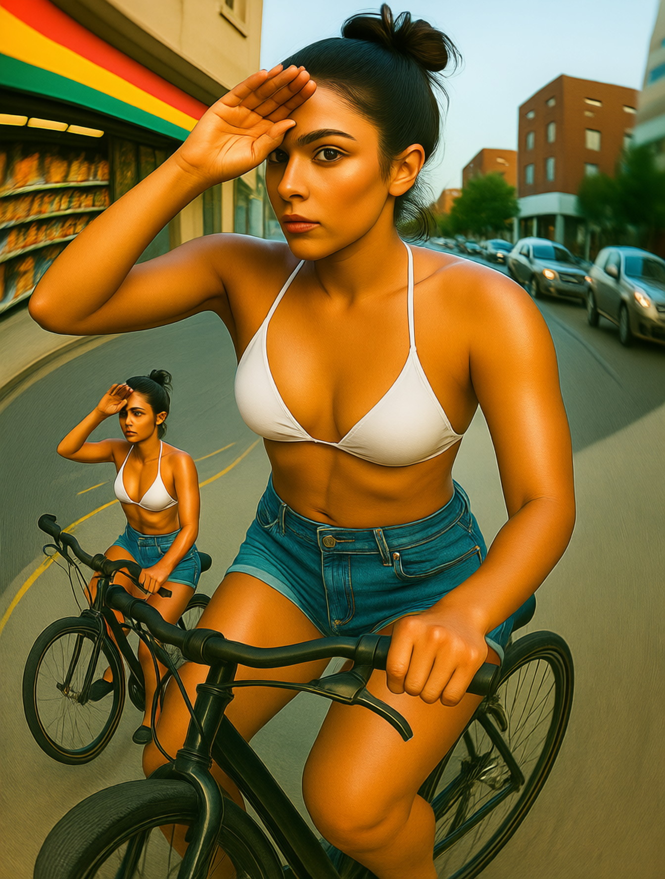 Anamorphic photo of sexy woman
