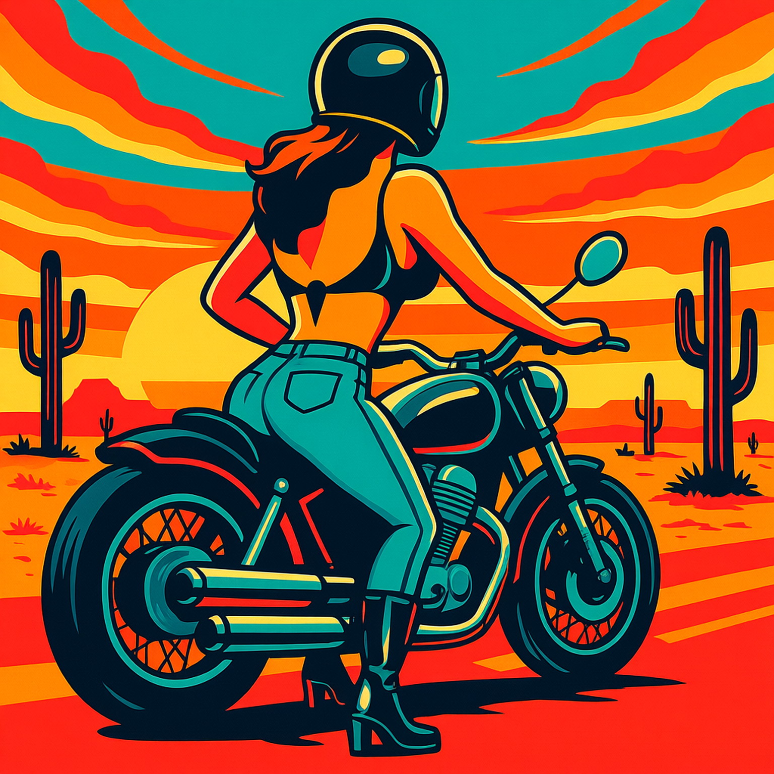 Create an image of a woman in a 1950s style, wearing a highly distinctive bullet bra with a strongly pointed