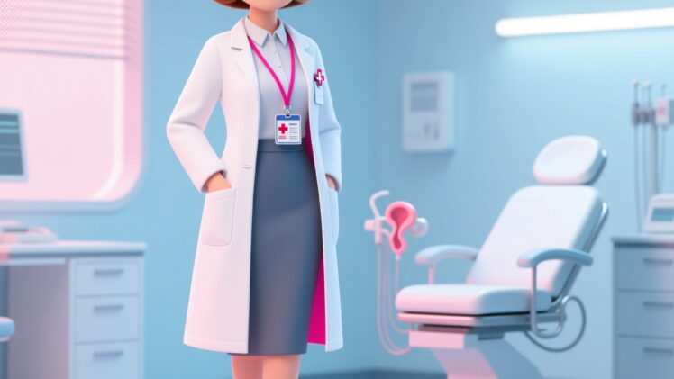 A simple sketch in early 2020s sophisticated medical style of a 40-years old young woman