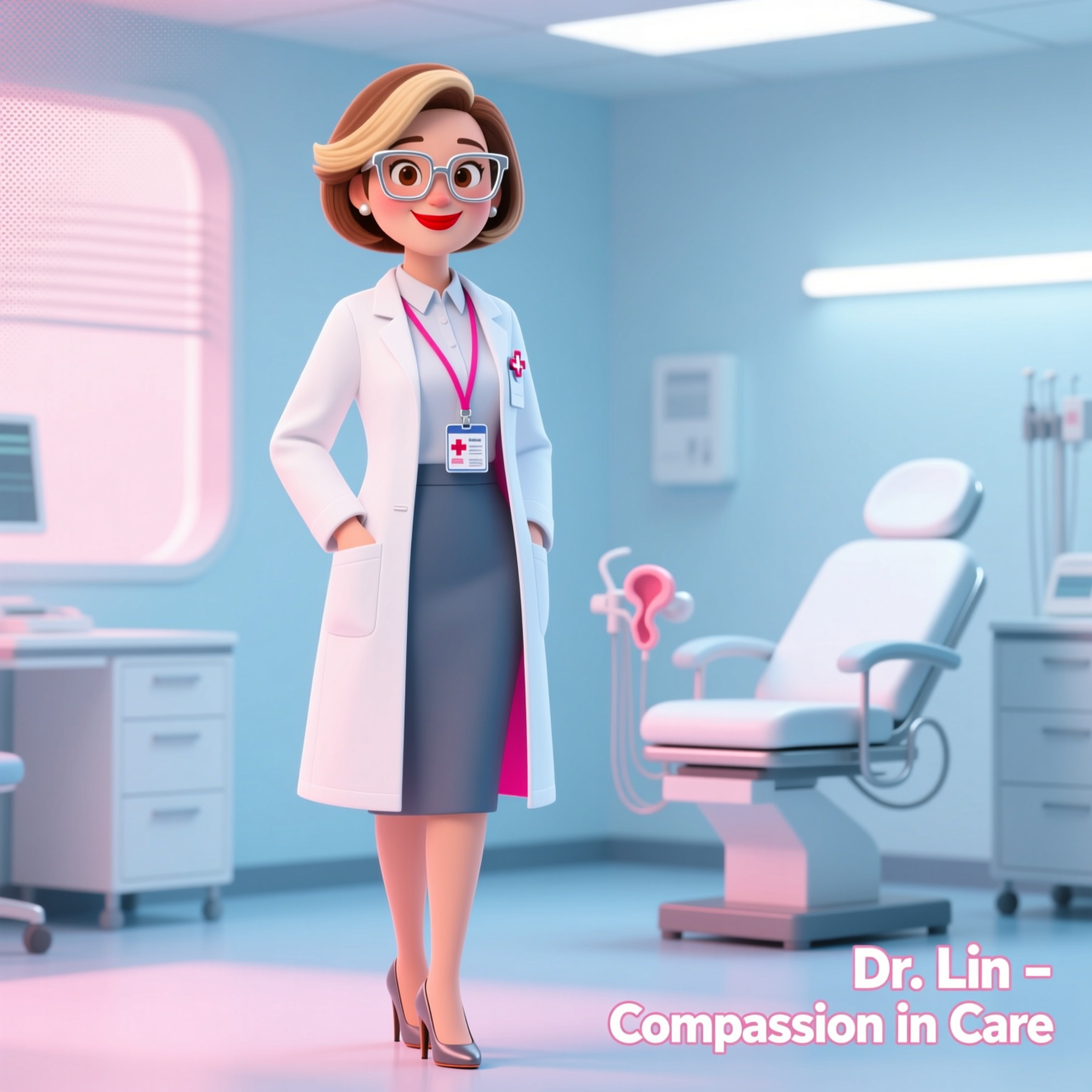 A simple sketch in early 2020s sophisticated medical style of a 40-years old young woman