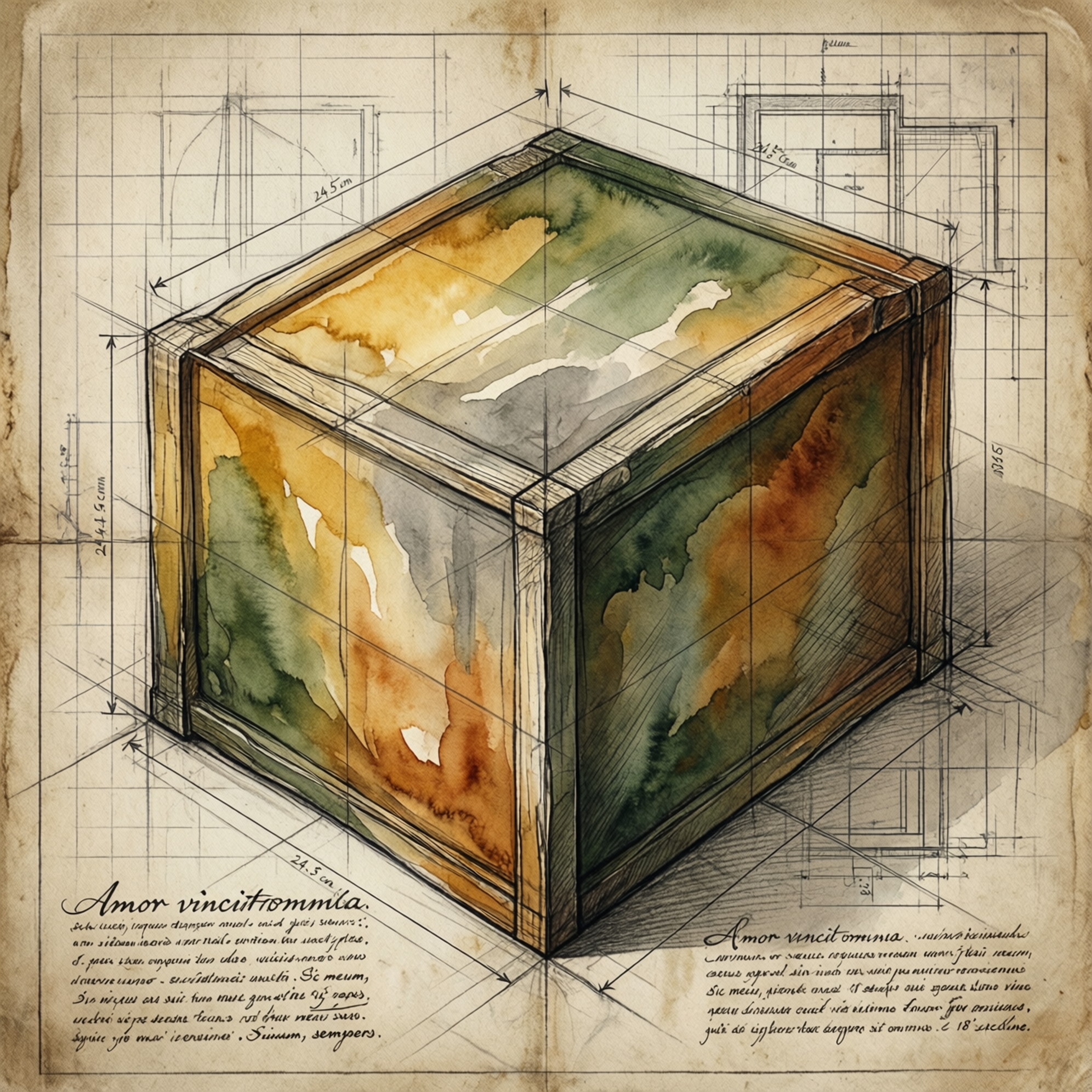 A detailed, highly detailed historical sketch featuring the enclosed object, reproduced 100%. Architectural sketch style, technical blueprint background, mixed media