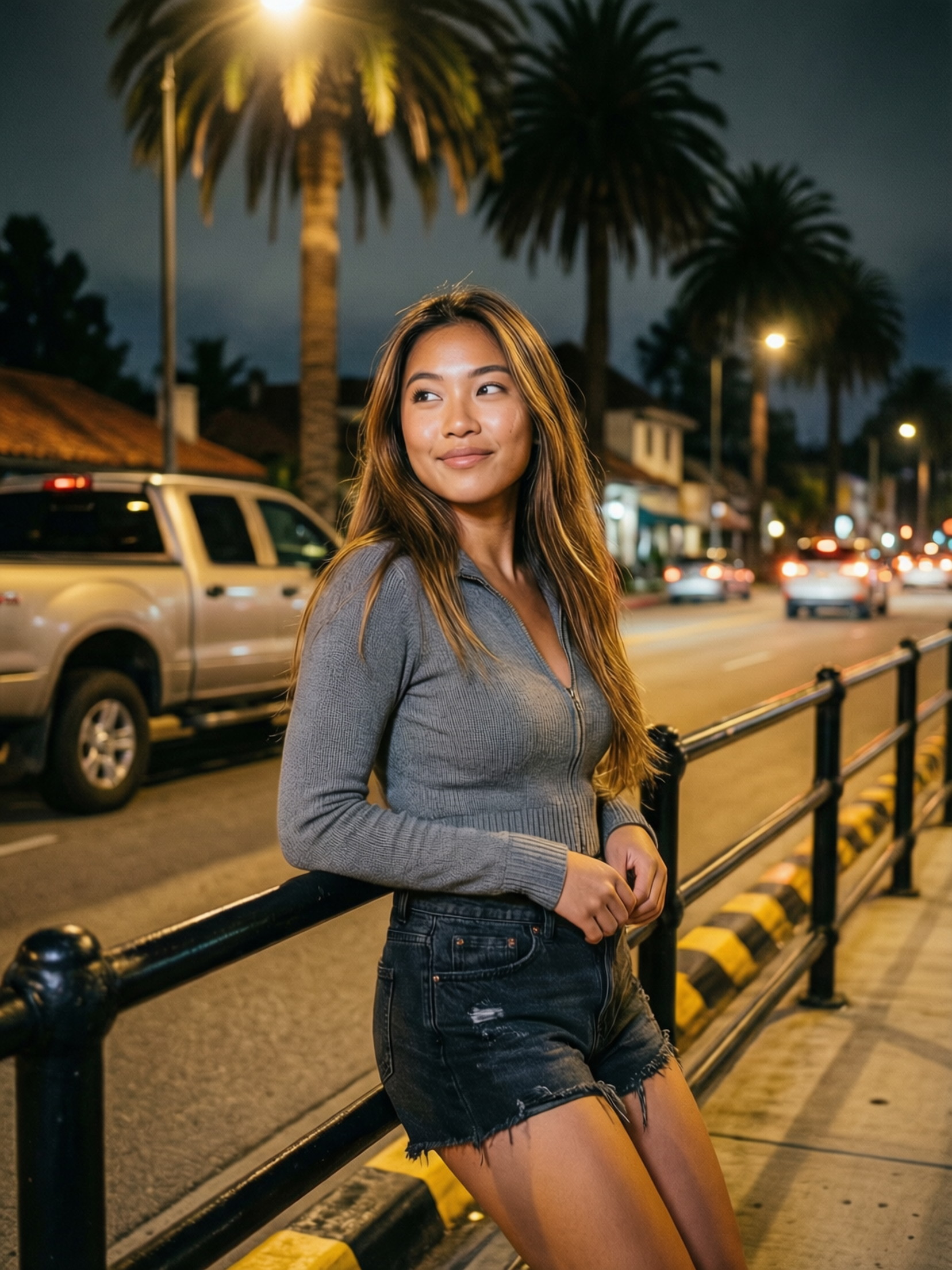 A young woman with an estimated age in her late teens or early twenties is captured in a vertical