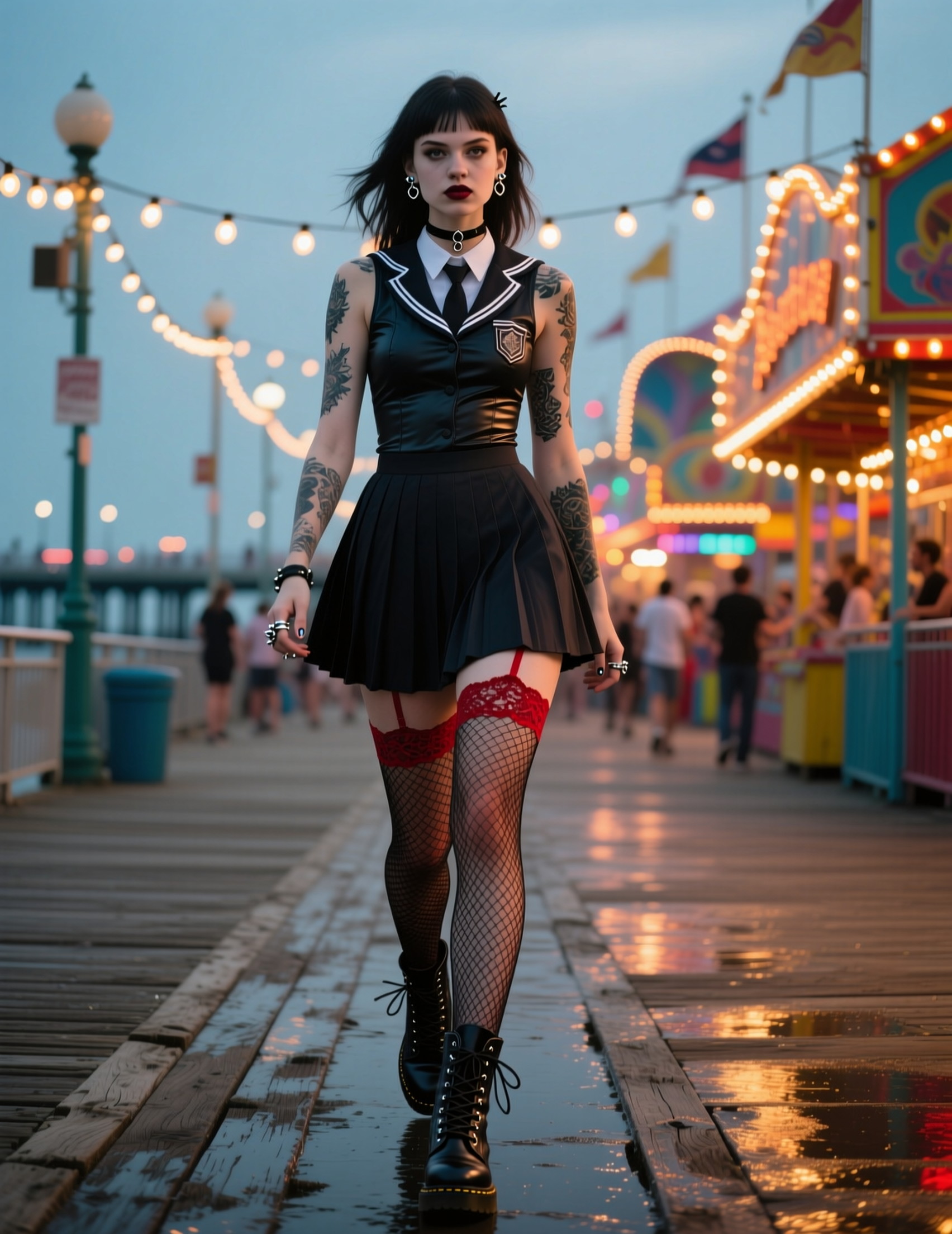 Masterpiece realistic beautiful legs photo of a 24 year old goth girl
