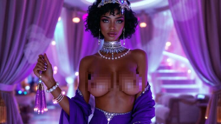 Erotyka przyszłości – sułtanka android w fioletowym haremie i wirtualnych fantazjach