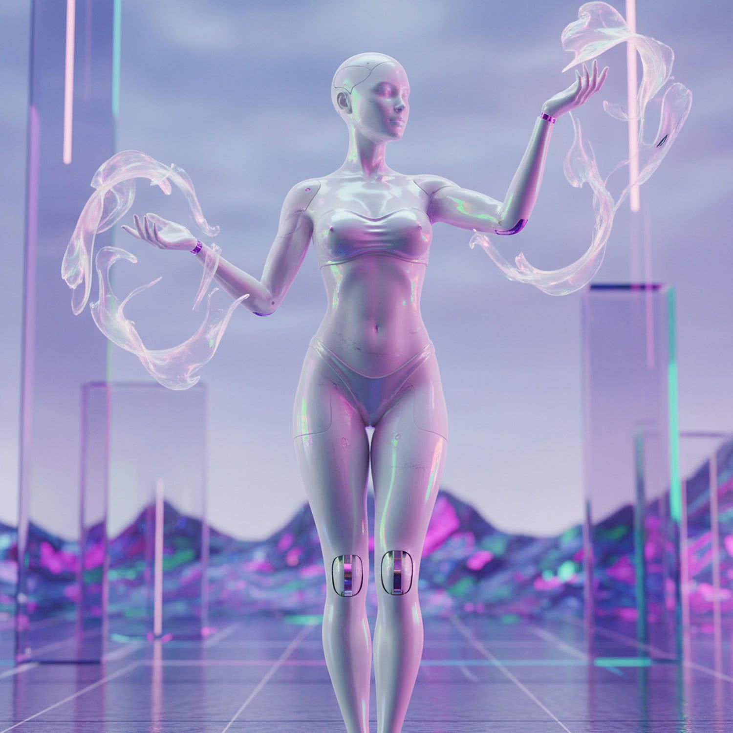 Afrodyta z cyber-piany – grecka bogini w bikini z płynnego perłowca i nanotechnologii