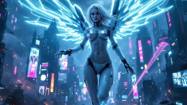 Valkyrie z cyber-Walhalli – wojowniczka kusząca cyborgów w neonowym mroku