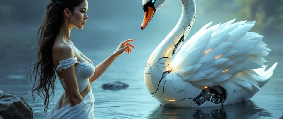 Leda i łabędź-cyborg – zmysłowe splątanie mitu z maszyną